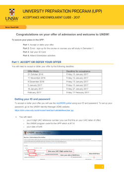 2017 UPP Acceptance and Enrolment Guide