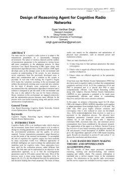 Design of Reasoning Agent for Cognitive Radio Networks