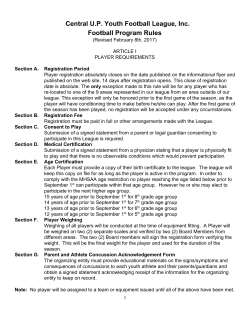 Central U.P. Youth Football League, Inc. Football Program Rules