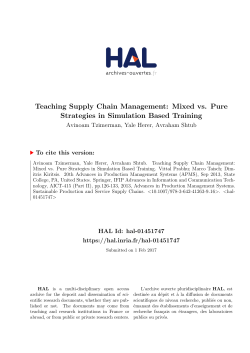 Teaching Supply Chain Management: Mixed vs. Pure - HAL