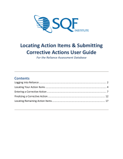 Locating and Entering your Corrective Actions User Guide