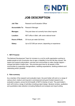 JOB DESCRIPTION Job Title: Research and Evaluation Officer