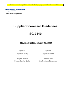 Supplier Scorecard Guidelines SG-0110