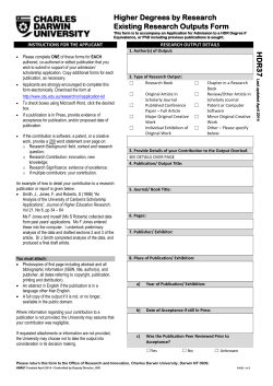 Existing Research Outputs - Charles Darwin University