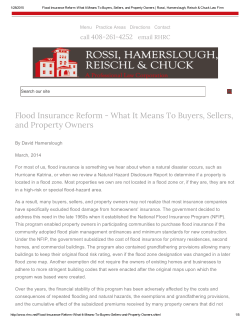 Flood Insurance Reform - What It Means To Buyers, Sellers, and