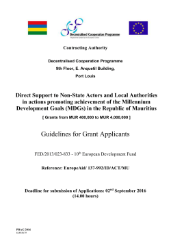 FINAL Guidelines for Applicants CfP1DCP III MDGs