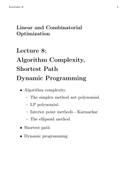 Lecture 8: Algorithm Complexity, Shortest Path Dynamic Programming