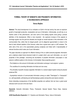 FORMAL THEORY OF SEMANTIC AND PRAGMATIC