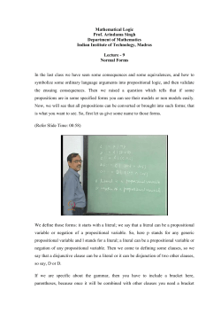 Mathematical Logic Prof. Arindama Singh Department of