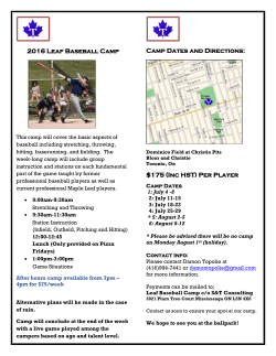 2016 toronto maple leafs baseball camp brochure