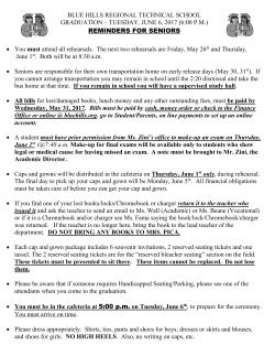 2017 reminders for seniors - Blue Hills Regional Technical School