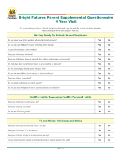 Bright Futures Parent Supplemental Questionnaire 4 Year Visit