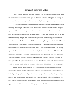 Dominant American Values The are so many Dominant American