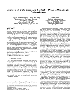 Analysis of State Exposure Control to Prevent Cheating in Online