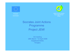 Socrates Joint Actions Programme Project JEM!