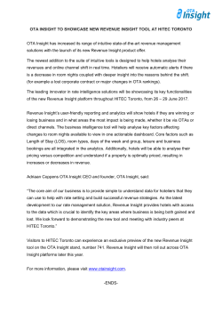 OTA INSIGHT TO SHOWCASE NEW REVENUE INSIGHT