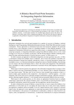 A Bilattice Based Fixed Point Semantics for Integrating Imperfect