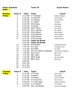 Photo Schedule Team ID Coach Name SASA Monday Team # Time