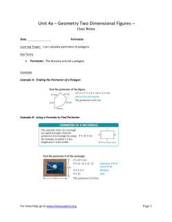 Unit 4a – Geometry Two Dimensional Figures – Class Notes Date