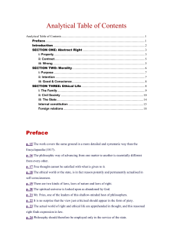 Analytical Table of Contents