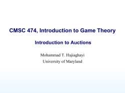 CMSC 474, Introduction to Game Theory 1. Introduction