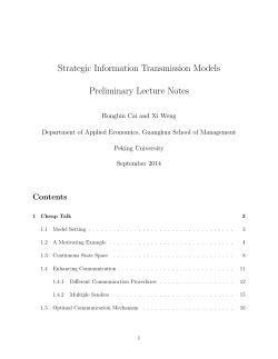 Strategic Information Transmission Models Preliminary