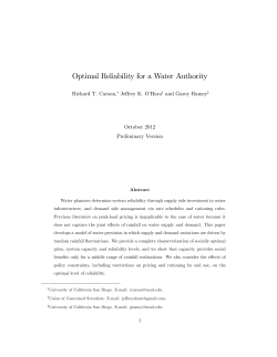 Optimal Reliability for a Water Authority