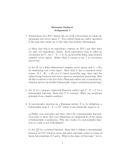 Riemann Surfaces Assignment 1 1. (Orientation) Let B(V ) denote