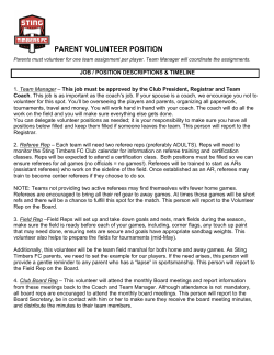 Parent Volunteer - Sting Timbers FC