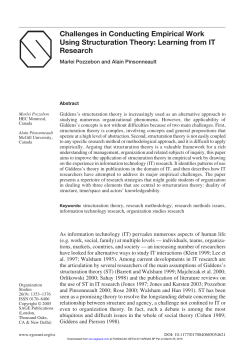 Challenges in Conducting Empirical Work Using Structuration Theory