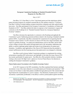 European Commission Roadmap on Standard Essential Patents