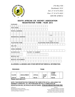 TO All PROVINCES - Western Province Ice Hockey Association