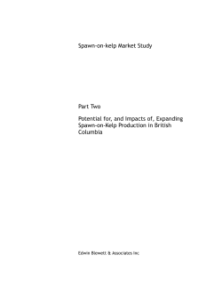 Spawn-on-kelp Market Study Part Two Potential for, and Impacts of