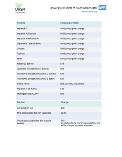 Hepatitis A NHS prescription charge Hepatitis A/Typhoid NHS