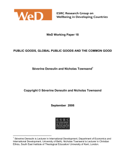 Public Goods, Global Public Goods and the Common Good