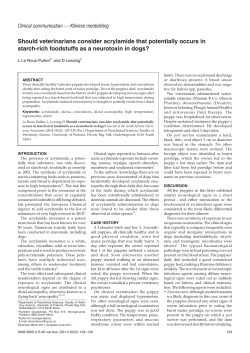 Should veterinarians consider acrylamide that potentially occurs in