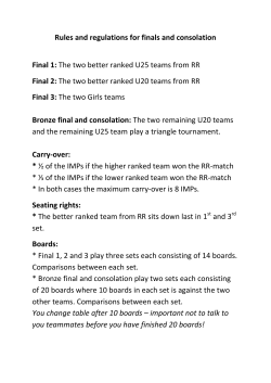 Rules and regulations for finals and consolation Final 1: The two