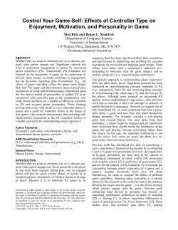 Control Your Game-Self - Interaction Lab | University of Saskatchewan