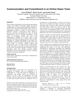 Communication and Commitment in an Online Game Team