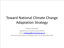 Toward National Climate Change Adaptation Strategy
