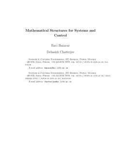 Mathematical Structures for Systems and Control Ravi Banavar