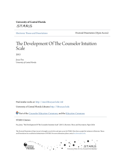 The Development Of The Counselor Intuition Scale
