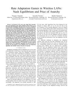Rate Adaptation Games in Wireless LANs: Nash Equilibrium and