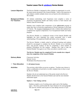Teacher Lesson Plan 8 : safe@work General Module