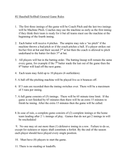 8U Baseball/Softball General Game Rules 1. The first three innings