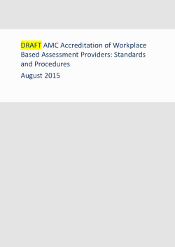 DRAFT Accreditation of Workplace Based Assessment Providers
