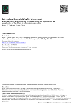 International Journal of Conflict Management - coppead