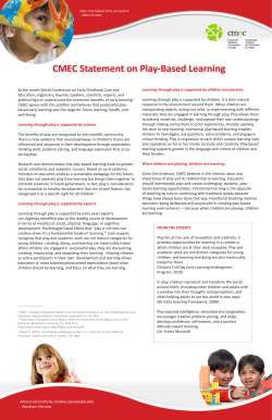 CMEC Statement on Play-‐Based Learning
