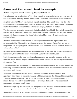 Game and Fish should lead by example