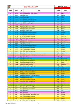 EJU Calendar 2017 - European Judo Union